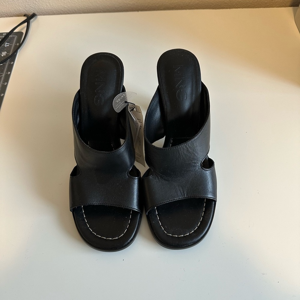 Mango Leather Heel Sandals